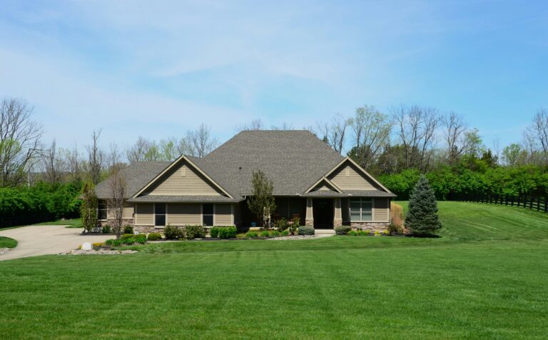 a house with large lawn in front