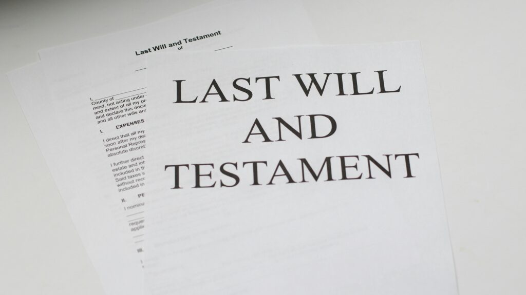 last will and testament written on a white paper